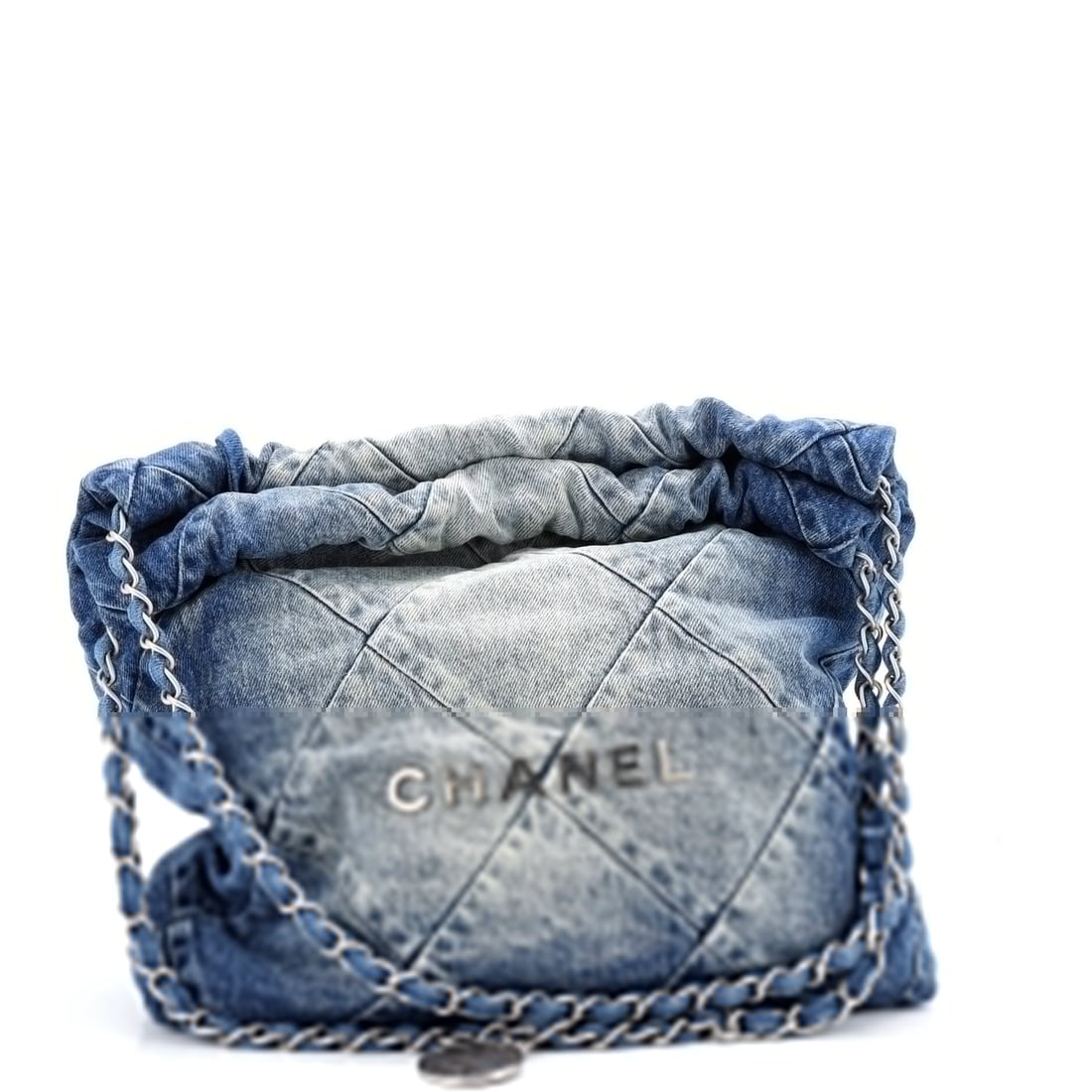 Chanel 22 Chain Hobo Quilted Denim Small (1 of 6)