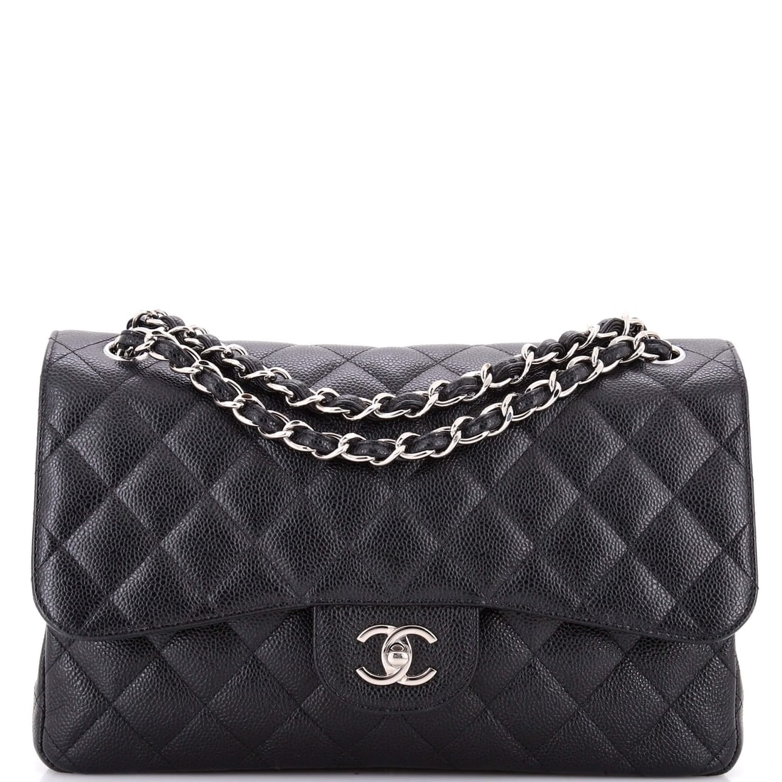 Chanel Classic Double Flap Bag Quilted Caviar Jumbo: Chanel Double Flap Bag opens this lot with the kind of confident structure that needs little explanation, rendered in quilted caviar leather. The Classic format strikes a versatile middle ground in th
