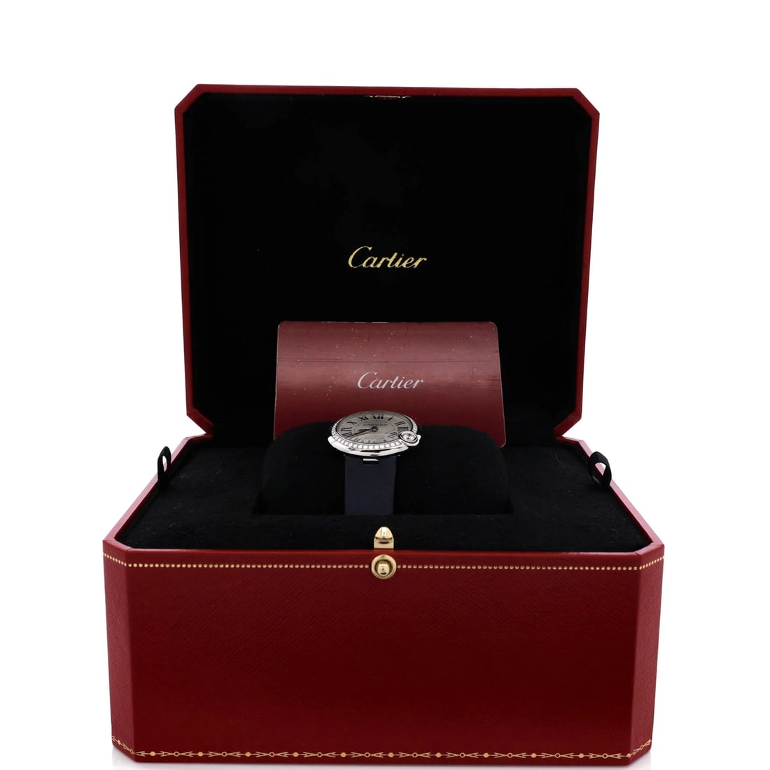 Cartier Ballon Blanc de Cartier Quartz Watch Stainless Steel and Satin with Diamond Bezel 30 (1 of 5)