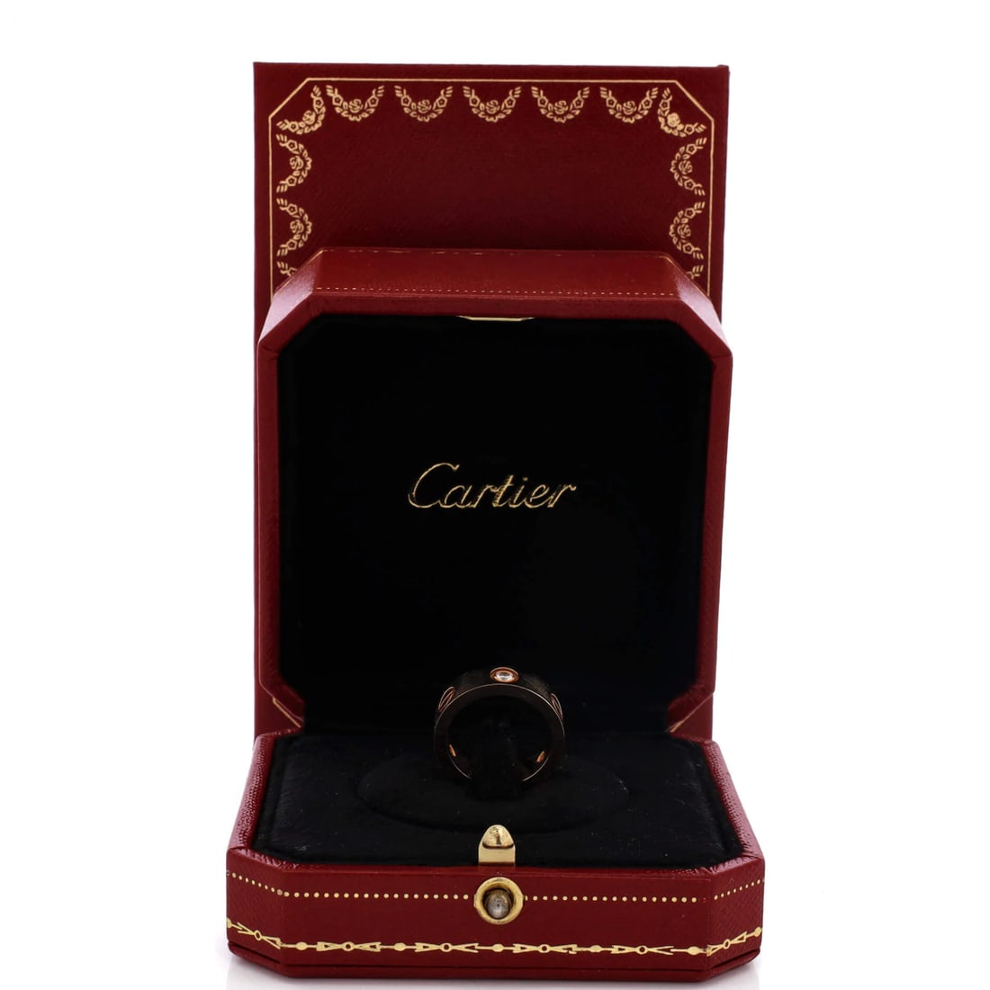 Cartier Love 3 Diamonds Band Ring 18K Rose Gold with Diamonds 4.5-48: The Cartier Love Band Ring with 4.5-48 arrives with the assured simplicity that has long defined the line, set with diamonds. The scale is judged for everyday presence rather than spectacle, the mark 