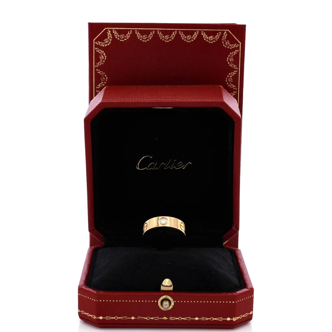 Cartier Love 3 Diamonds Band Ring 18K Yellow Gold with Diamonds 5.25-50 (1 of 7)