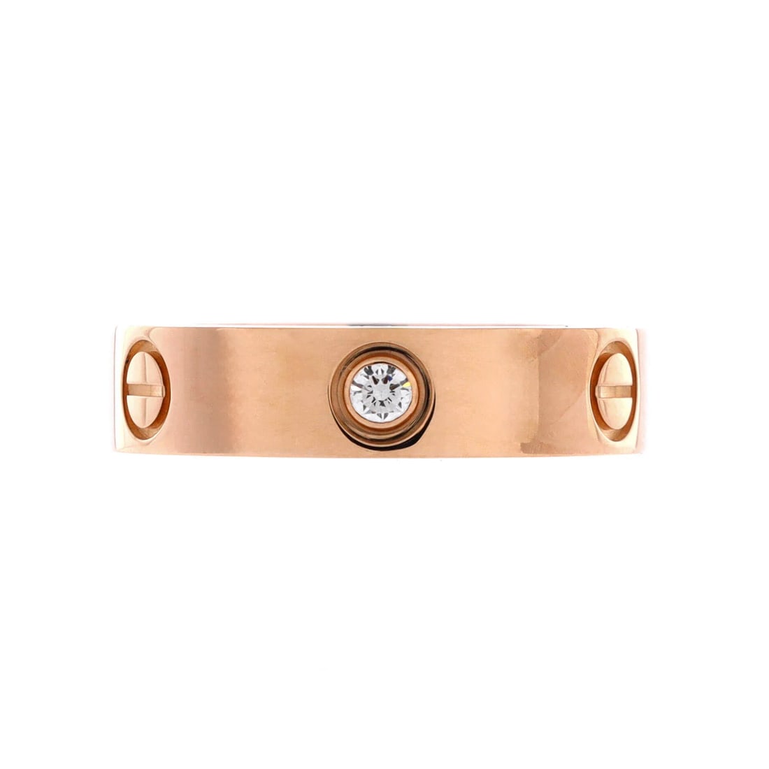 Cartier Love 3 Diamonds Band Ring 18K Rose Gold with Diamonds 9-60: Presented here is the Cartier Love Band Ring with 9-60, its silhouette reading clearly as a signed jewelry lot, set with diamonds. It carries real presence at a wearable scale, which is exactly what k