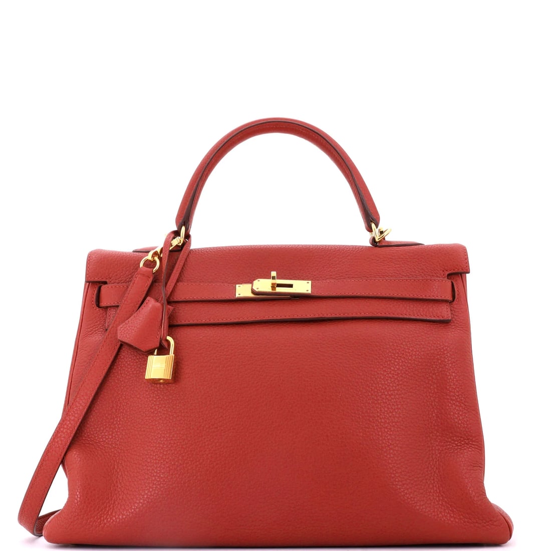 Hermes Kelly Handbag Brown Clemence with Gold Hardware 35 (1 of 3)