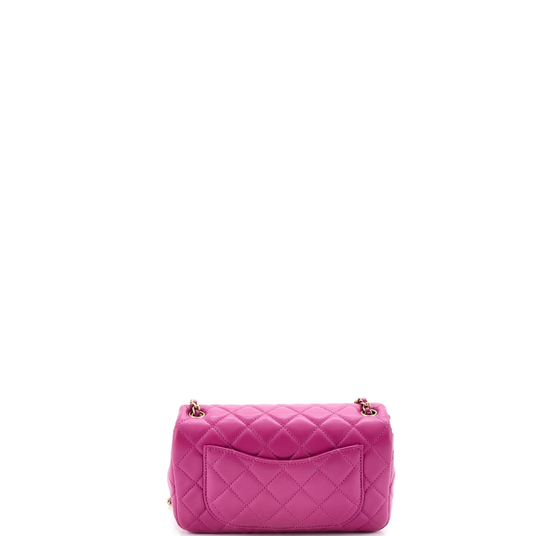 Chanel Square Classic Single Flap Bag Quilted Lambskin Mini: The Chanel Square Single Flap Bag opens with the balanced proportion and finish that define the model, rendered in quilted lambskin leather. It comes in the Classic size, a scale that places it neatly