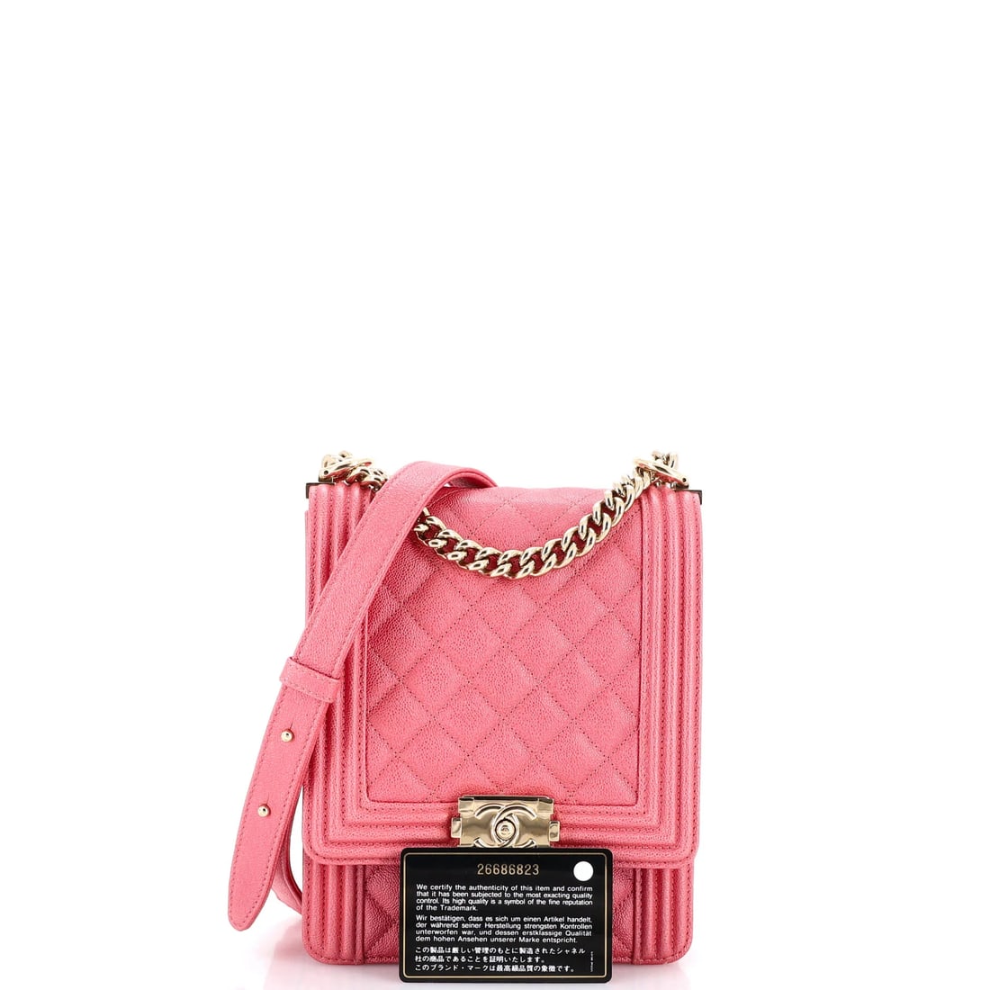 Chanel Classic Flap Phone Holder with Chain Quilted Caviar: The Chanel Flap Phone Holder with Chain announces itself through clean architecture and a silhouette that reads clearly from across a room, rendered in quilted caviar leather. It comes in the Classic 