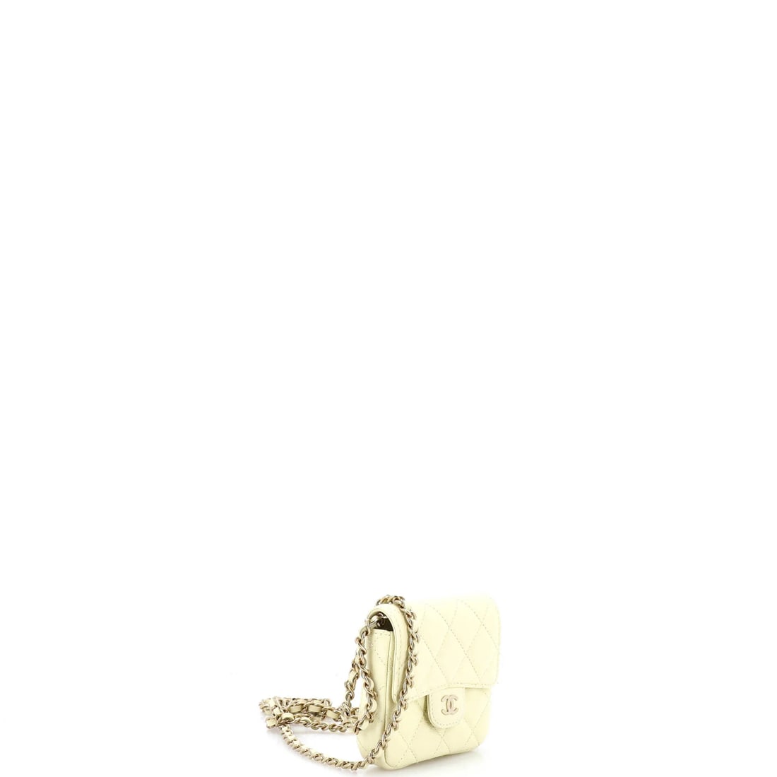 Chanel Top Handle Flap Coin Purse with Chain Quilted Lambskin: The Chanel Top Handle Flap Coin Purse with Chain sets the tone for this lot with a shape collectors recognize instantly, rendered in quilted lambskin leather. Sized at roughly 3.5 by 5 by 1.5 inch, it