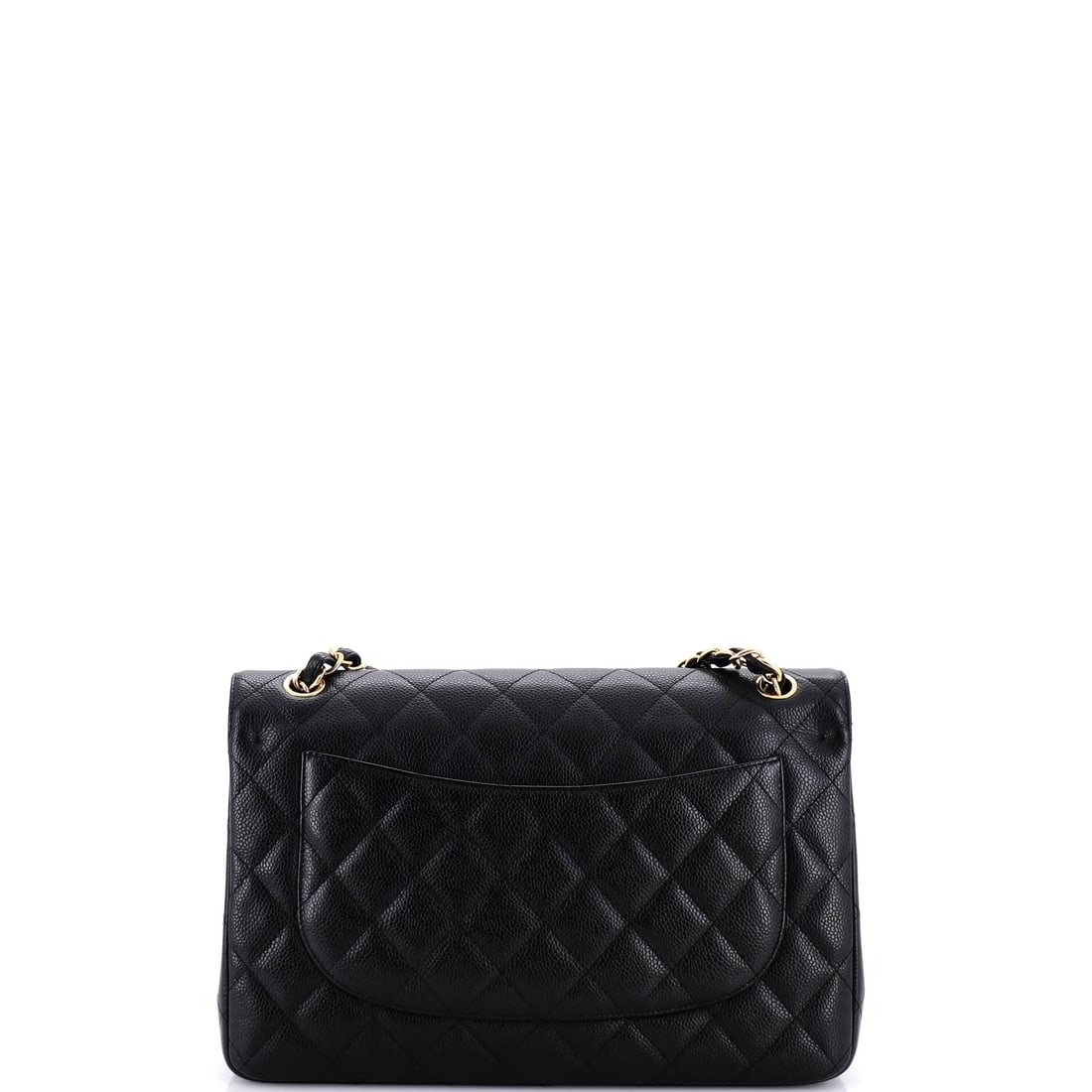 Chanel Vintage Classic Double Flap Bag Quilted Caviar Jumbo: Presented here is the Chanel Vintage Double Flap Bag, a piece whose form and house identity register at a glance, rendered in quilted caviar leather. Presented in the Classic size for an easy, everyda