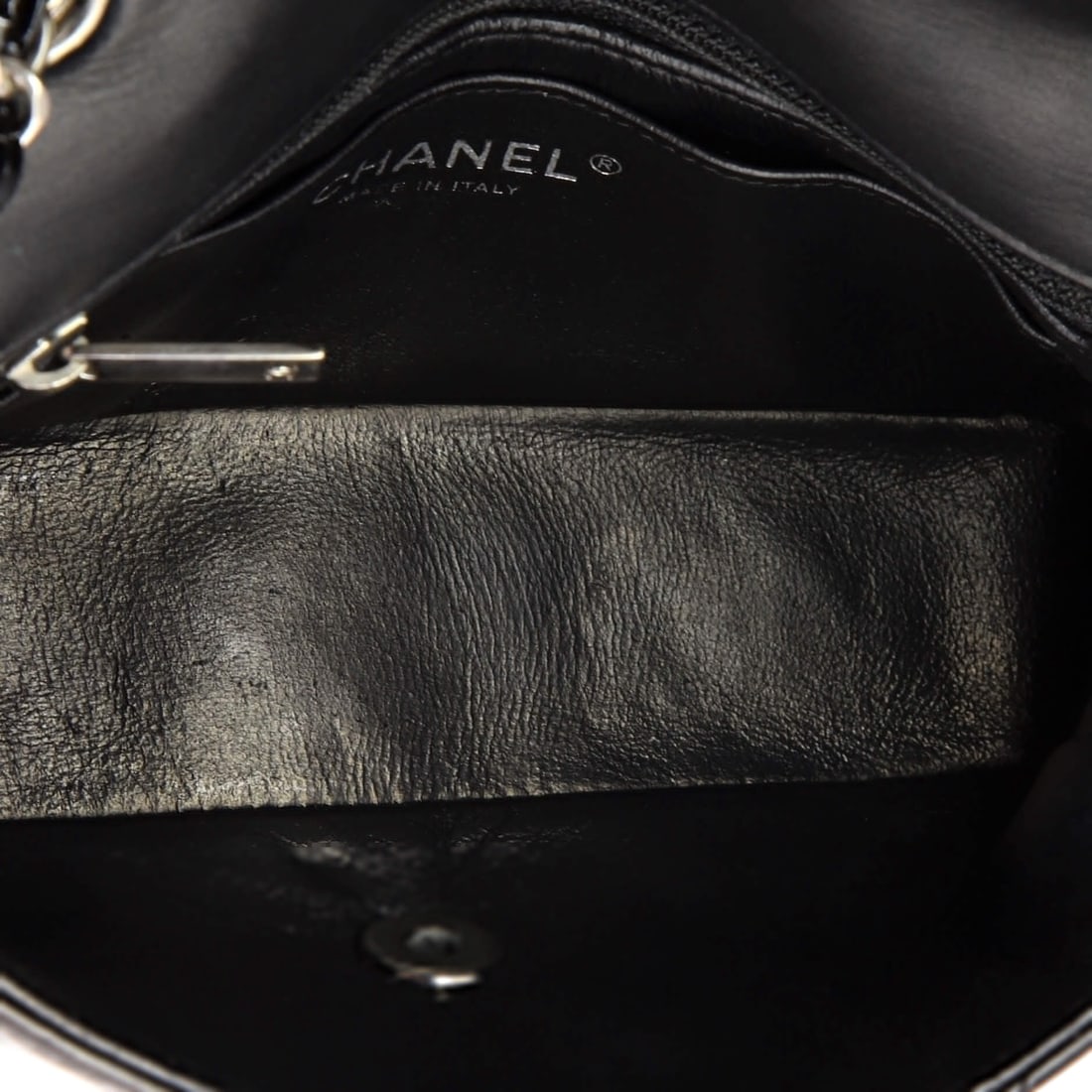 Chanel So Black Classic Single Flap Bag Quilted Patent Mini (1 of 3)