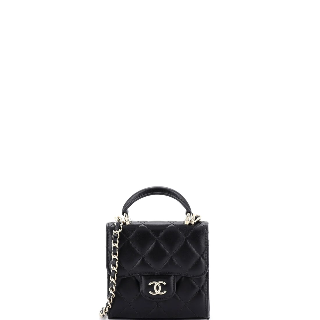 Chanel Pearl Crush Flap Clutch with Chain Quilted Lambskin Mini: The Chanel Crush Flap Clutch with Chain sets the tone for this lot with a shape collectors recognize instantly, rendered in quilted lambskin leather. The Mini format strikes a versatile middle ground 