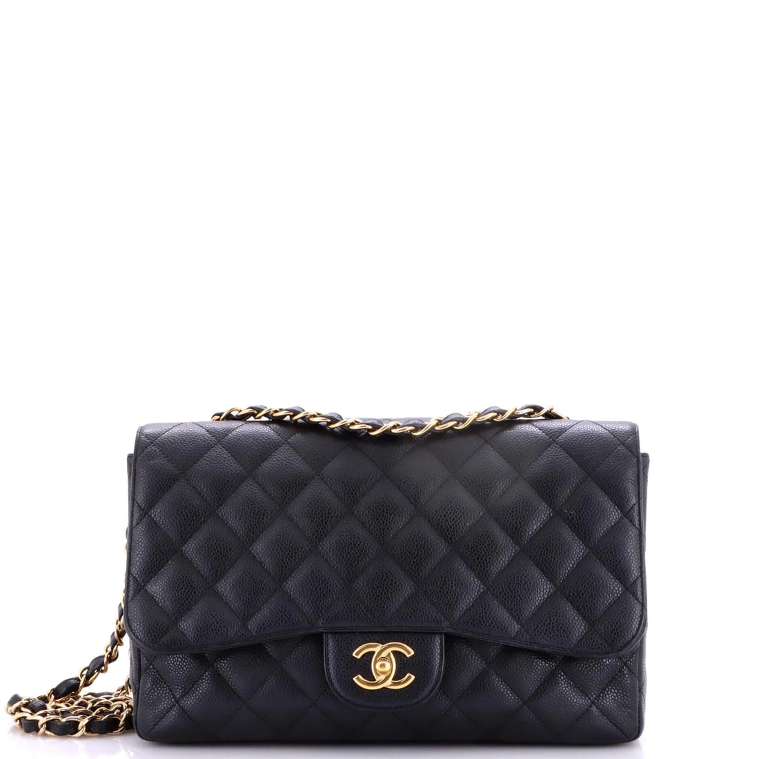 Chanel Vintage Classic Double Flap Bag Quilted Caviar Maxi (1 of 8)
