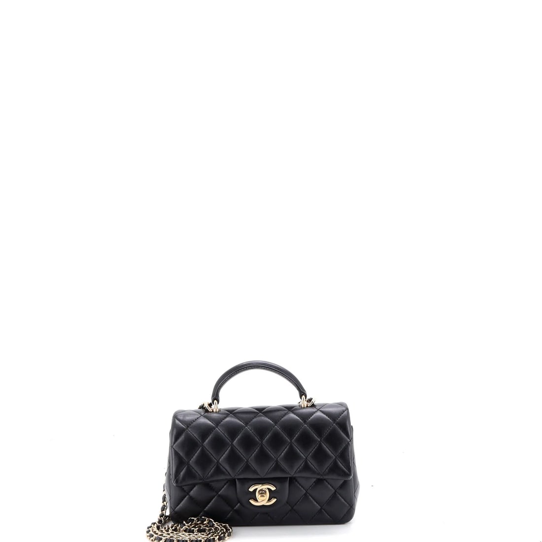 Chanel Classic Single Flap Top Handle Bag Quilted Lambskin Mini: The Chanel Single Flap Top Handle Bag sets the tone for this lot with a shape collectors recognize instantly, rendered in quilted lambskin leather. It comes in the Classic size, a scale that places it