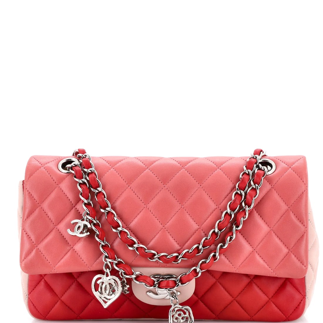 Chanel Woven Top Handle CC Flap Clutch on Chain Quilted Lambskin Small: The Chanel Woven Top Handle CC Flap Clutch on Chain sets the tone for this lot with a shape collectors recognize instantly, rendered in quilted lambskin leather. The Small format strikes a versatile m