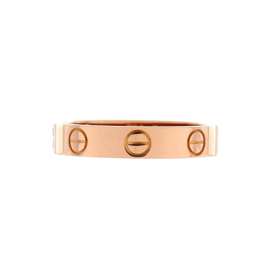 Cartier Love Wedding Band Ring 18K Rose Gold: Here, the Cartier Love Wedding Band Ring. The slimmest profile in the Love family, a wedding-width band with the screw-motif kept clean and low. Shows as Grade A - Pristine. Maison de Beaubigonne auth