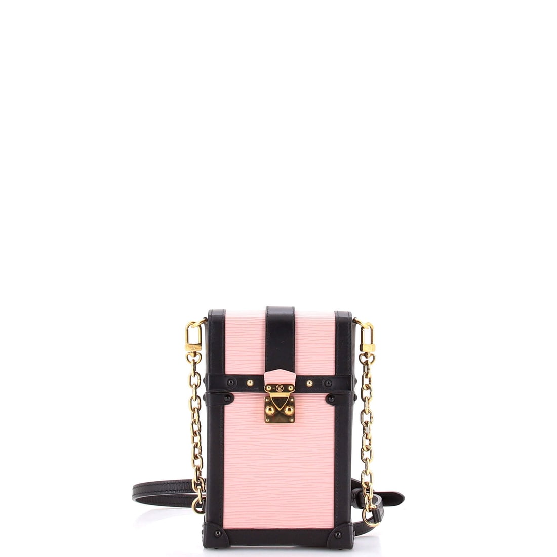 Louis Vuitton Vertical Trunk Pochette Epi Leather: Louis Vuitton's Vertical Trunk Pochette in Epi leather. A slim pouch for the essentials, easy on its own or clipped inside a tote. At 4.5"W x 7"H x 1.5"D, 24" strap drop, the proportions read true to 