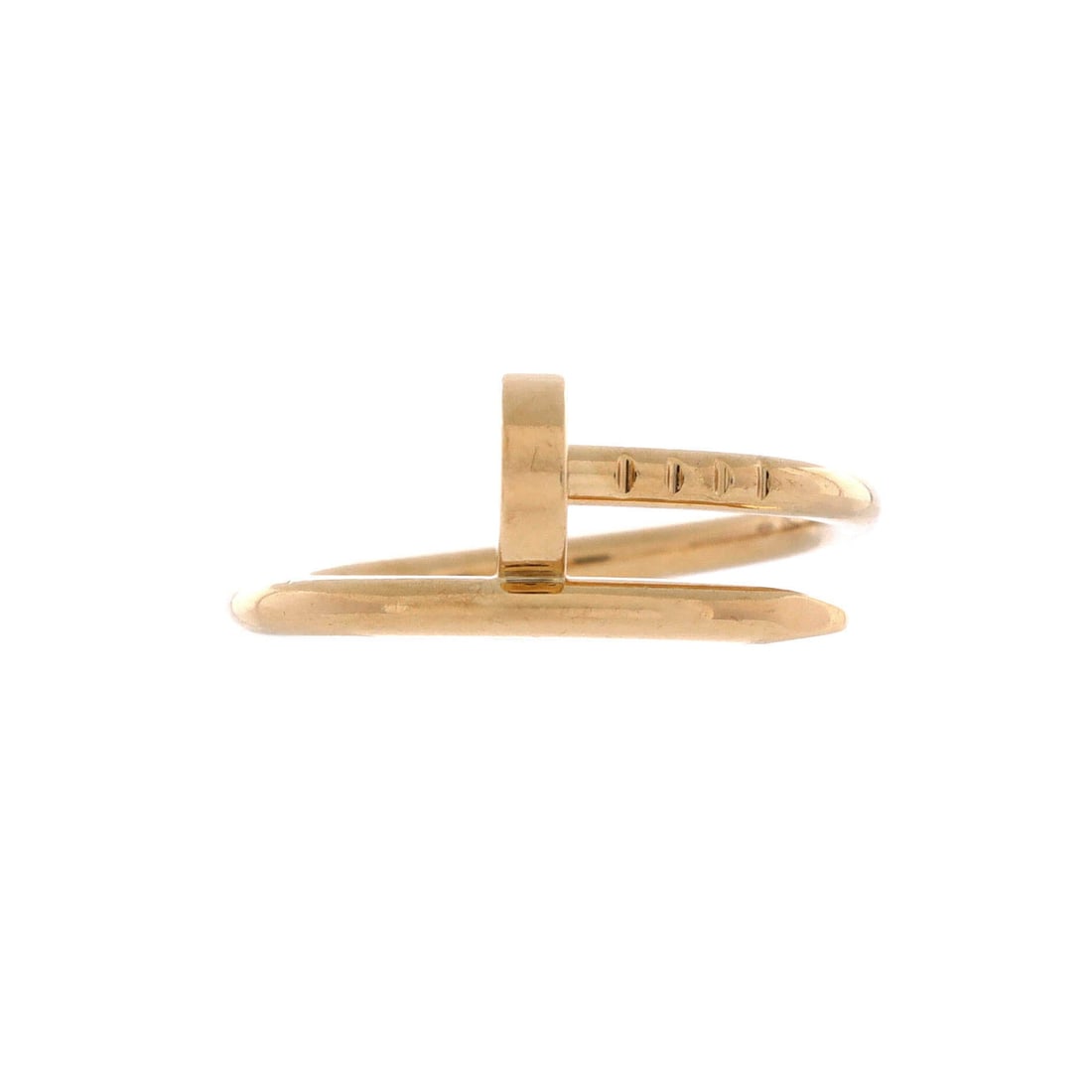 Cartier Juste un Clou Ring 18K Yellow Gold: Cartier's Juste un Clou Ring, cut in 18K yellow gold. The nail motif wraps the form into jewelry, one of Cartier's most graphic codes. Sized for daily wear, with the band proportions that stack cleanl