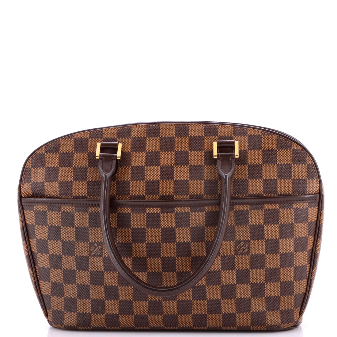 Louis Vuitton Sarria Handbag Damier: Damier, on a Louis Vuitton Sarria Handbag. A structured day bag that keeps its shape. It measures 11.5"W x 9.5"H x 4"D, 5.5" handle drop. Grade C - Very Good throughout. Maison de Beaubigonne authenti