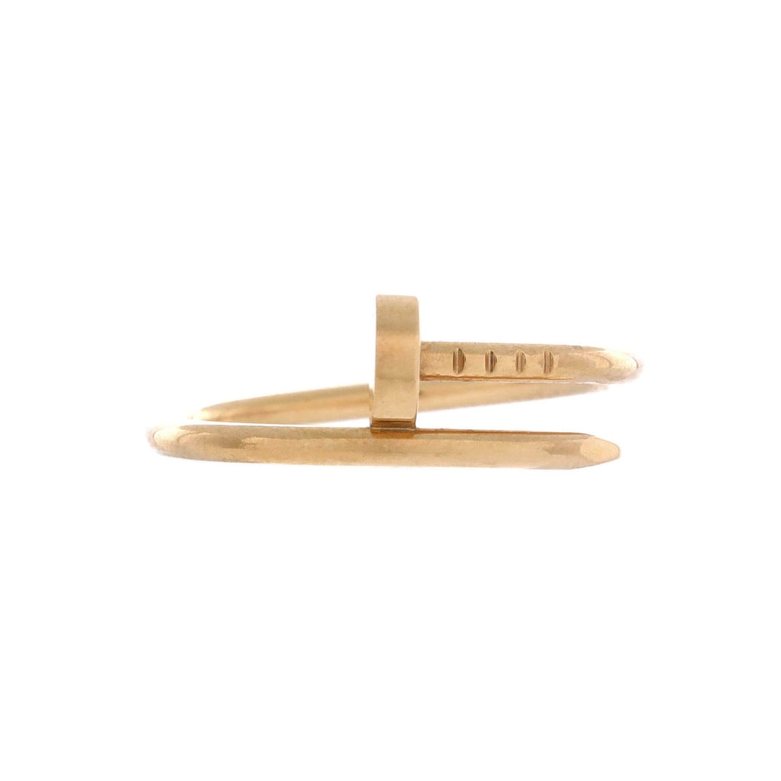 Cartier Juste un Clou Ring 18K Yellow Gold: Cartier's Juste un Clou Ring, cut in 18K yellow gold. The nail motif wraps the form into jewelry, one of Cartier's most graphic codes. Fine-jewelry weight you can actually wear out of the box. The con