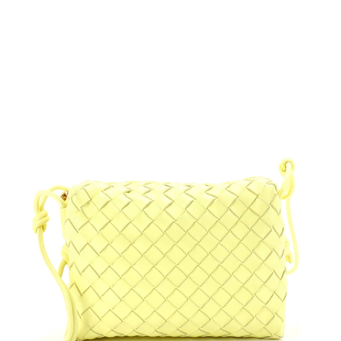 Bottega Veneta Loop Crossbody Bag Intrecciato Nappa: The Loop Crossbody Bag from Bottega Veneta, in Intrecciato nappa. A compact crossbody with a curved, looped strap and a small, tidy body. 8.5"W x 7"H x 3.5"D, 18" strap drop on the body. In Grade B - 