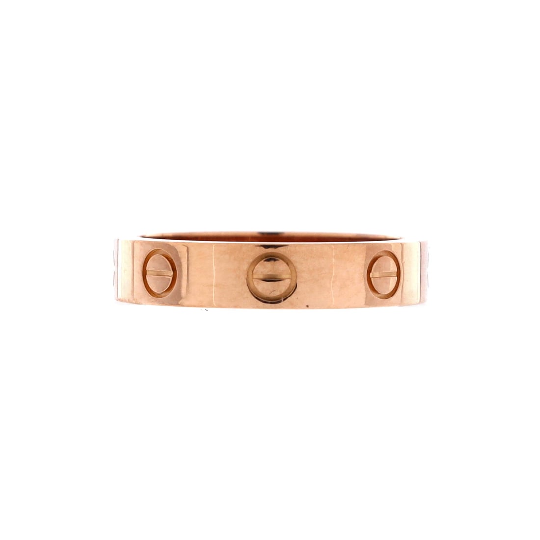 Cartier Love Wedding Band 1 Diamond Ring 18K Rose Gold with Diamond: The Love Wedding Band 1 Diamond Ring from Cartier, in 18K rose gold with diamond. Wedding width, low profile, with the screw detail that does all the talking. Sized for daily wear, with the band propo