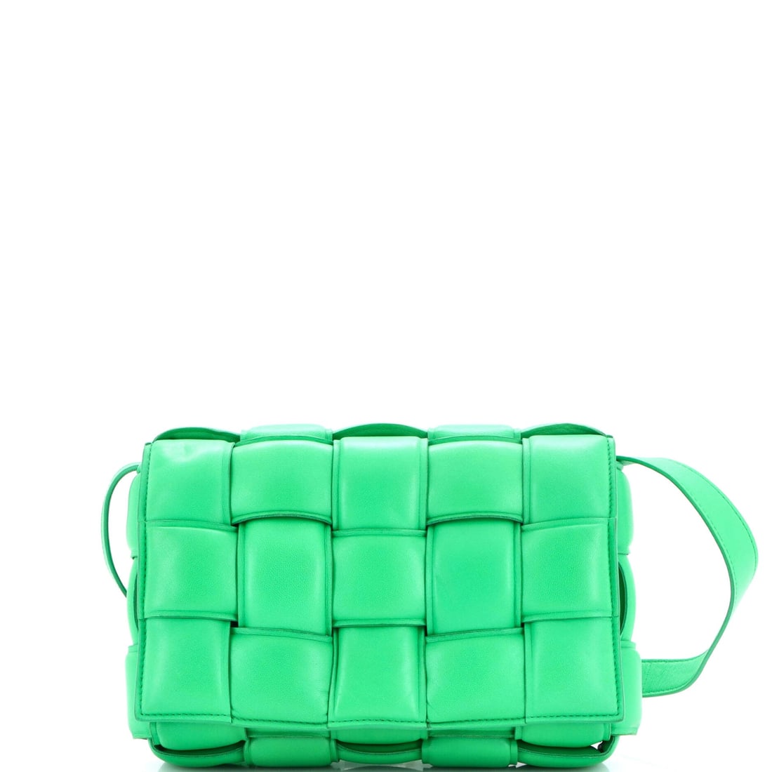 Bottega Veneta Cassette Crossbody Bag Padded Maxi Intrecciato Leather: Padded maxi Intrecciato leather, on a Bottega Veneta Cassette Crossbody Bag. Squared and softly padded, it works crossbody or short on the shoulder. It measures 9.5"W x 7"H x 3"D, 5.5" handle drop and