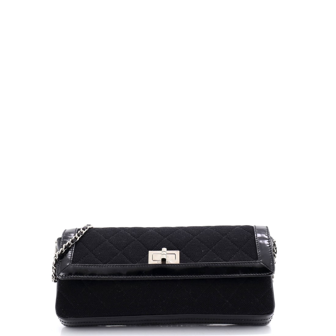 Chanel Reissue Flap Bag Quilted Jersey with Patent: The Chanel Reissue Flap Bag. A structured day bag that keeps its shape. It carries at 10"W x 3"H x 2"D, 12" handle drop and 11.5" strap drop. Comes in Grade D - Good condition. Maison de Beaubigonne a