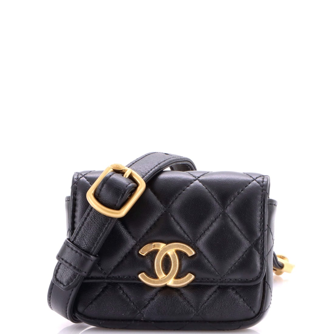 Chanel Lacquered Metal CC Flap Card Holder Belt Bag Quilted Lambskin (1 of 9)
