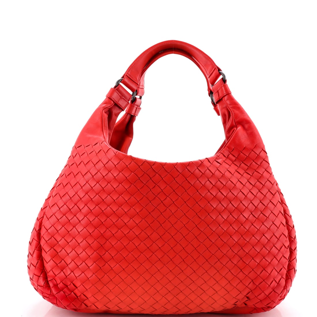 Bottega Veneta Campana Hobo Intrecciato Nappa: Intrecciato nappa defines this Bottega Veneta Campana Hobo. A soft hobo cut for an easy shoulder carry. At 13"W x 8"H x 5.5"D, 8" handle drop and 18" strap drop, the proportions read true to the line.