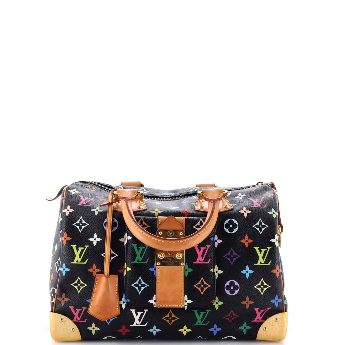 Louis Vuitton Speedy Handbag Monogram Multicolor: Louis Vuitton Speedy Handbag in Monogram multicolor. A barrel silhouette with a single zip and short handles, made for in-and-out daily use. Measurements run 12"W x 8"H x 7"D, 3.5" handle drop and 23"
