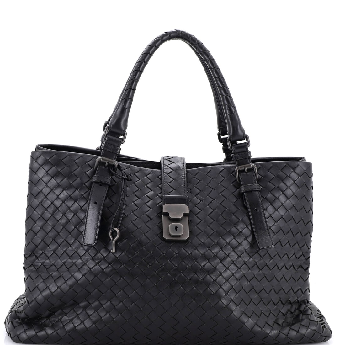 Bottega Veneta Roma Bag Intrecciato Nappa: Intrecciato nappa defines this Bottega Veneta Roma Bag. A roomy bag with a soft, slouchy build that settles naturally on the shoulder. Footprint is 15"W x 10"H x 8"D, 8" handle drop. An easy shoulder 