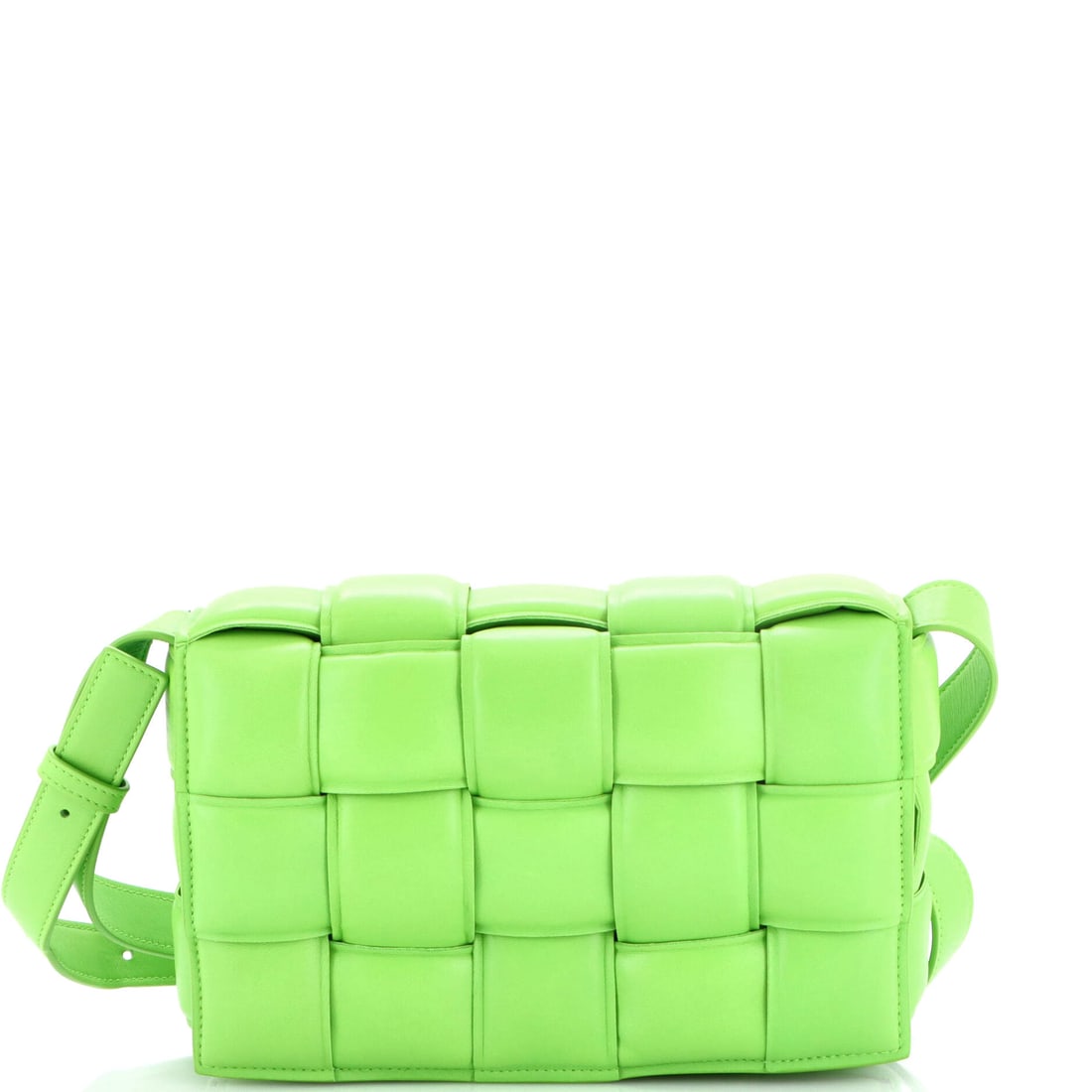 Bottega Veneta Cassette Crossbody Bag Padded Maxi Intrecciato Leather: Bottega Veneta's Cassette Crossbody Bag in padded maxi Intrecciato leather. Soft to the touch and sharply squared, it balances comfort against a clean line. 9"W x 5"H x 2"D, 5.5" handle drop and 17.5"