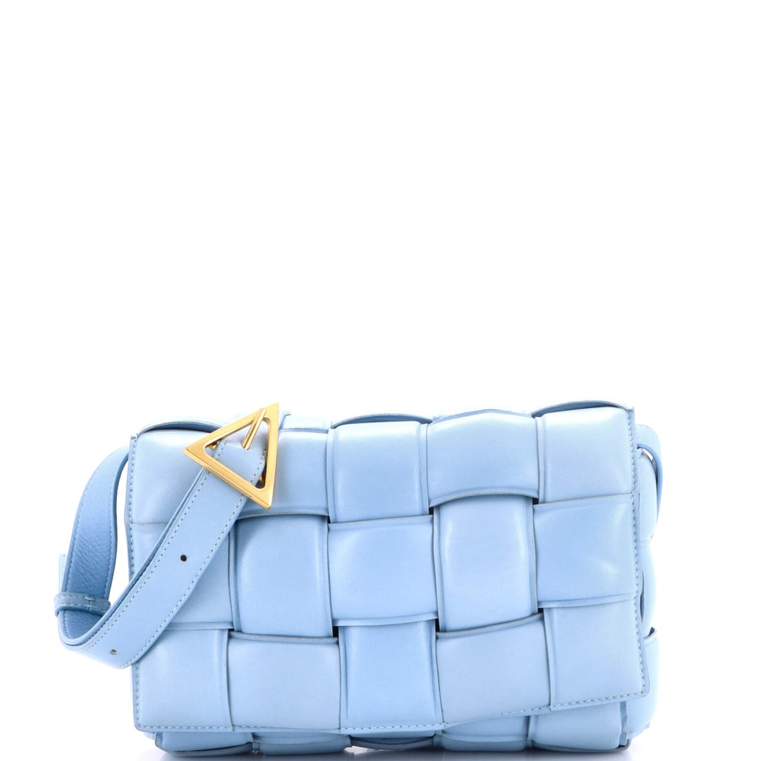 Bottega Veneta Cassette Crossbody Bag Padded Maxi Intrecciato Leather: Padded maxi Intrecciato leather on the Bottega Veneta Cassette Crossbody Bag. A compact, cushioned crossbody that has become Bottega shorthand in its own right. Measurements run 10"W x 7"H x 3"D, 5.5"