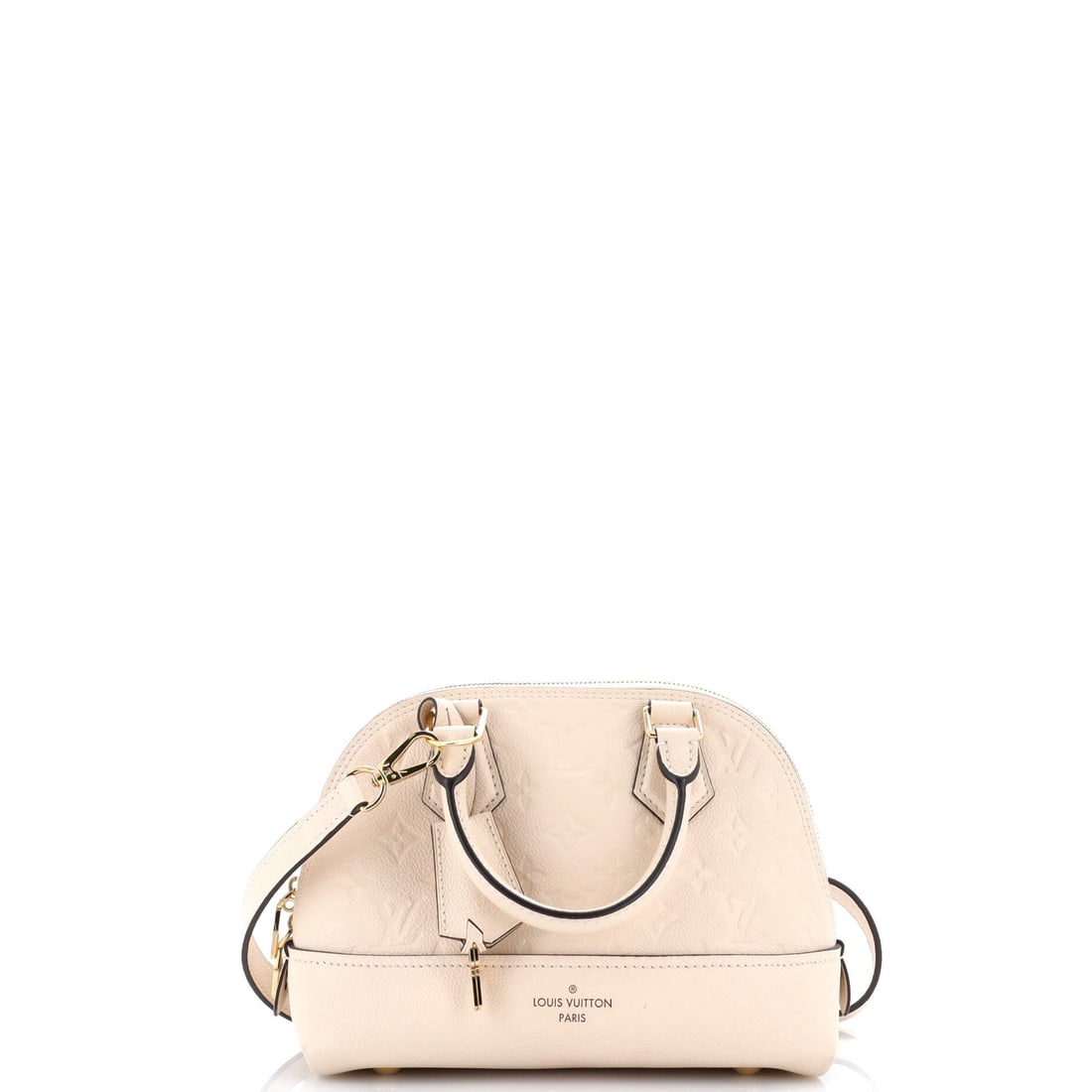 Louis Vuitton Neo Alma Handbag Monogram Empreinte Leather: Louis Vuitton's Neo Alma Handbag in Monogram Empreinte leather. One of the more put-together shapes in the line, with a frame that holds its line. Scale sits at 9"W x 7"H x 4.5"D, 3.5" handle drop and