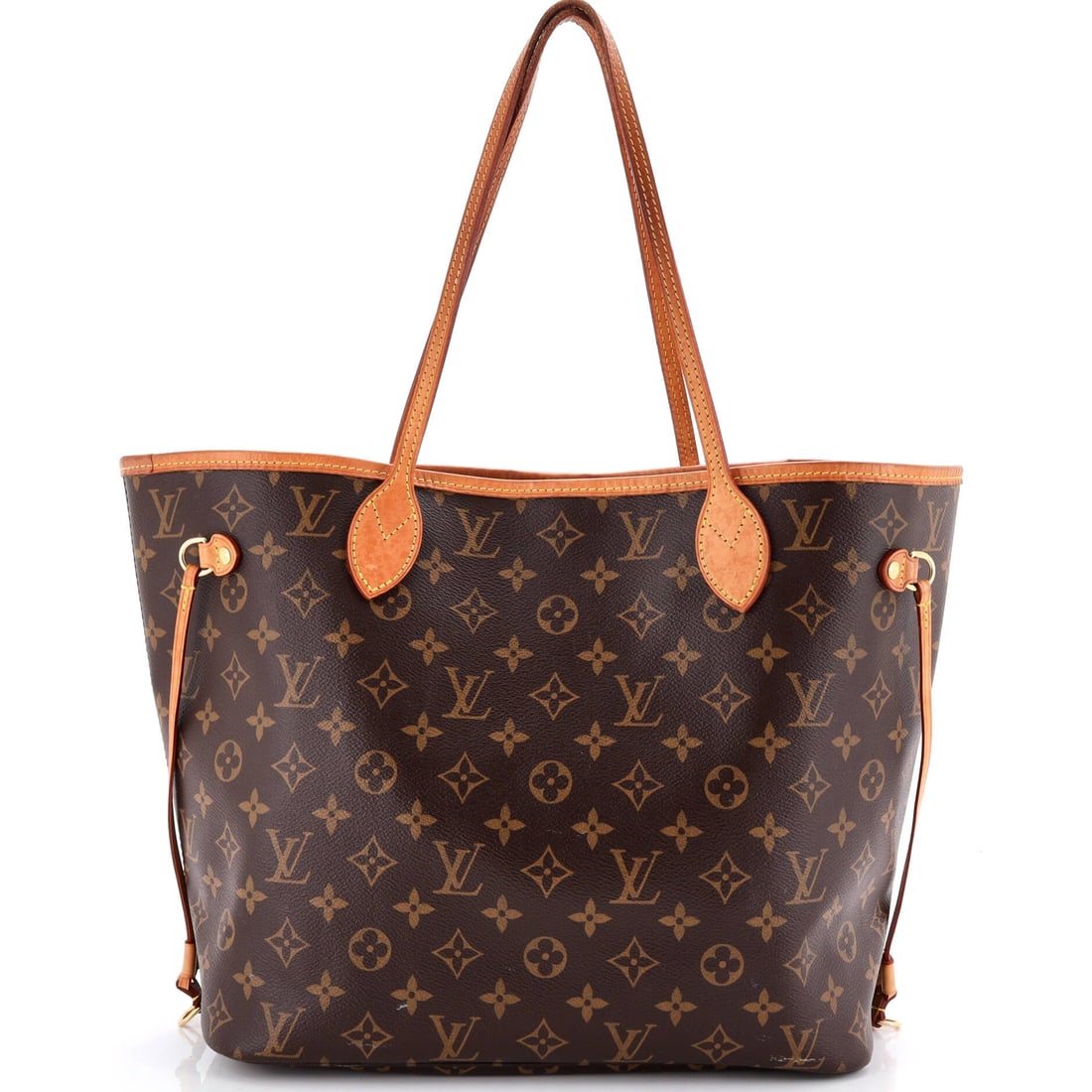 Louis Vuitton Neverfull NM Tote Monogram Canvas: A Louis Vuitton Neverfull NM Tote in Monogram canvas. Roomy and self-effacing, it swallows a laptop, a folder and a lunch without complaint. 12.5"W x 11"H x 7"D, 8" handle drop and 8" strap drop on th