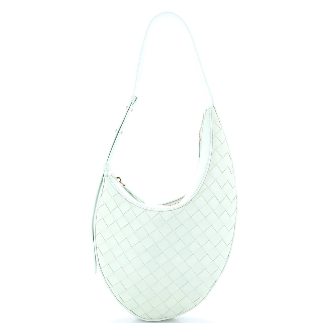 Bottega Veneta Drop Shoulder Bag Intrecciato Nappa: Here, the Bottega Veneta Drop Shoulder Bag. A structured day bag that keeps its shape. At 8.5"W x 12"H x 2"D, the proportions read true to the line. Structured enough to mean business, sized for every