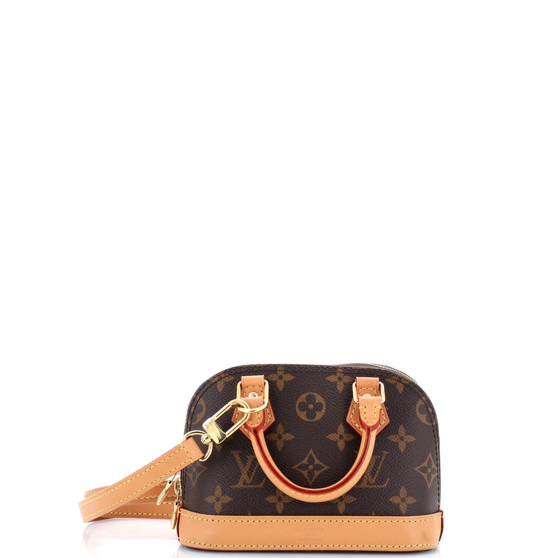 Louis Vuitton Alma Handbag Monogram Canvas: Louis Vuitton Alma Handbag, cut in Monogram canvas. A firm, rounded silhouette that stands on its own and dresses up without effort. 6.5"W x 5"H x 3"D, so the scale is easy to picture. A polished day 