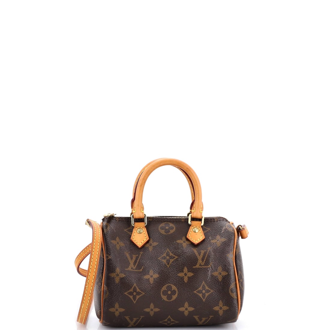 Louis Vuitton Speedy Bandouliere Bag Monogram Canvas: A Louis Vuitton Speedy Bandouliere Bag in Monogram canvas. The Bandouliere update adds an adjustable strap, turning the classic hand-carry into a hands-free city bag. Dimensions are 6.5"W x 4"H x 4"D,