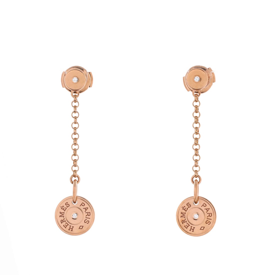 Hermes Gambade Clou de Selle Earrings 18K Rose Gold with Diamonds (1 of 3)