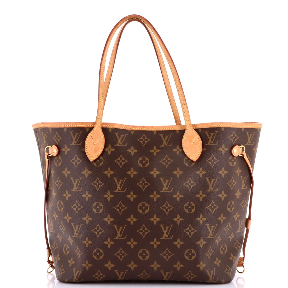 Louis Vuitton Neverfull NM Tote Monogram Canvas: Monogram canvas on the Louis Vuitton Neverfull NM Tote. The everyday carryall of the house, equally at ease with groceries or a work bag. It measures 13"W x 11"H x 7"D, 8" handle drop. Presents in Gra
