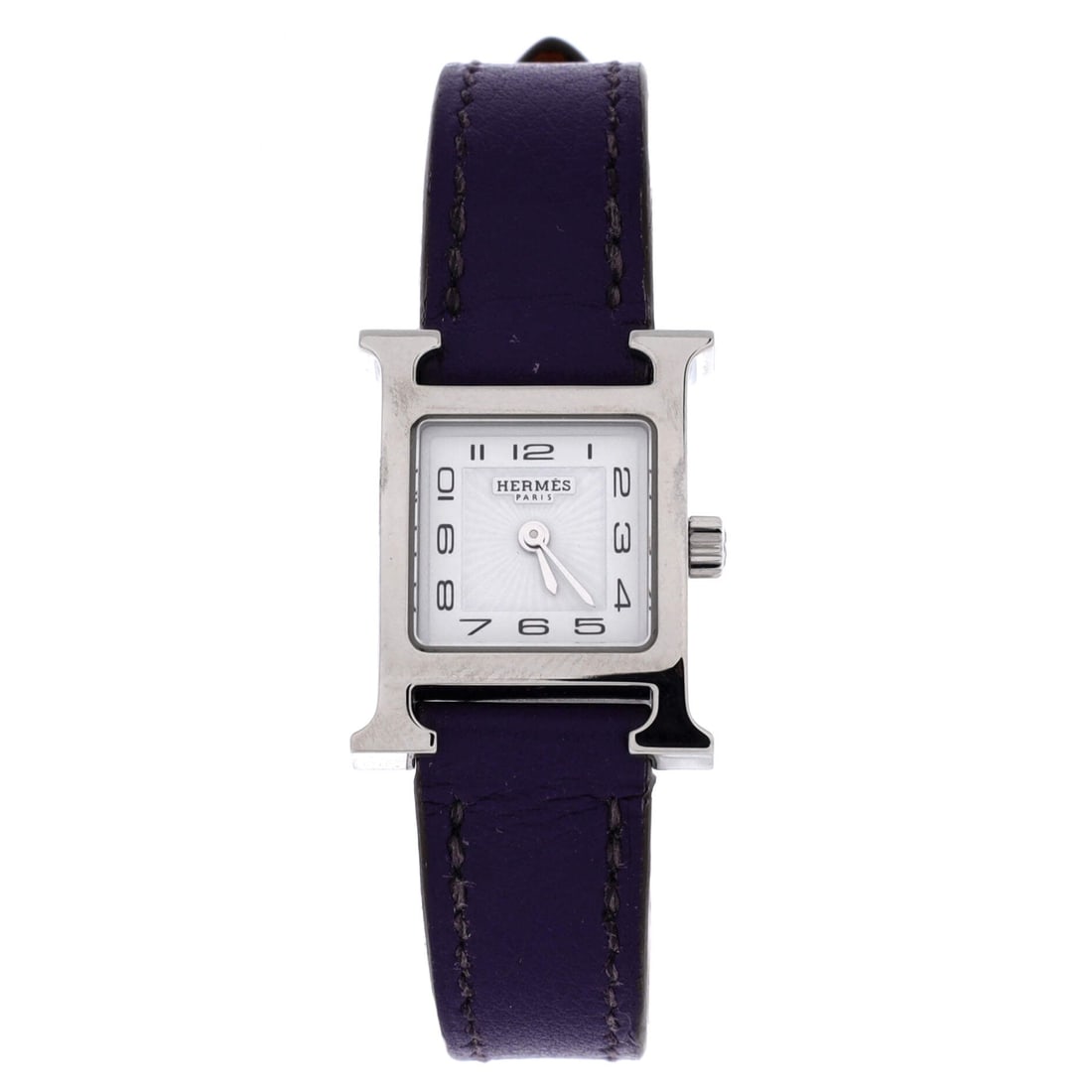 Hermes Heure H Quartz Watch Stainless Steel and Leather: Hermes Heure H Quartz Watch, stainless steel and leather. The H-shaped case is the whole point, a compact, design-led quartz watch. Comes in Grade C - Very Good condition. Maison de Beaubigonne authen