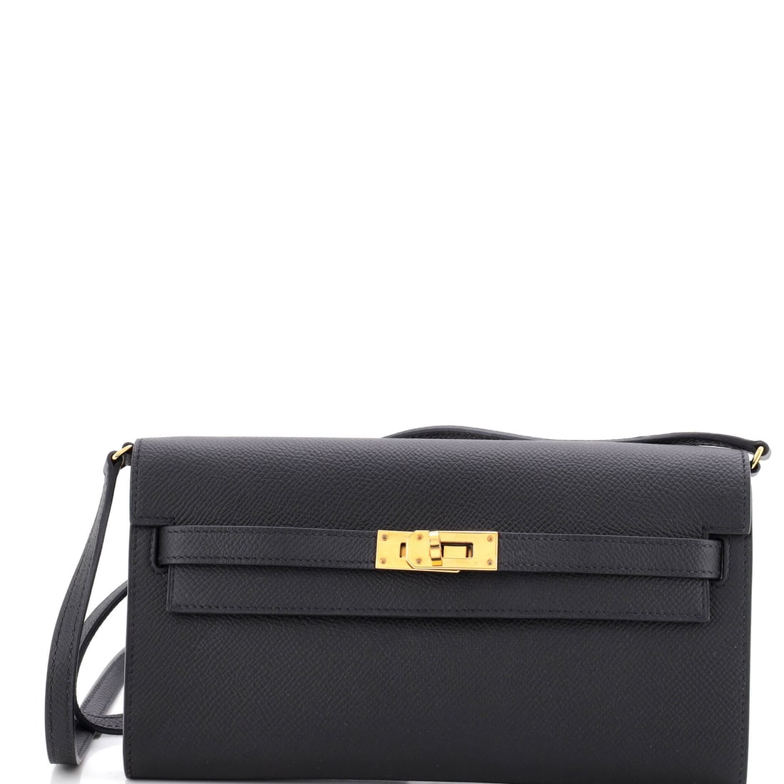 Hermes Kelly To Go Wallet Epsom: The Kelly To Go, here in Epsom, is a long wallet built with full Kelly hardware. It takes notes flat and cards in rows, and the removable strap turns it into a small crossbody. It comes in at 8W x 4.5