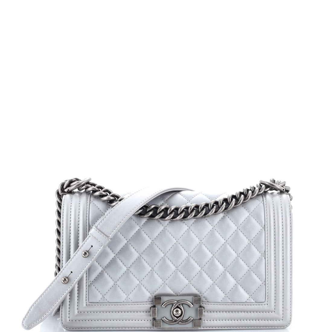 Chanel Boy Flap Bag Quilted Metallic Calfskin