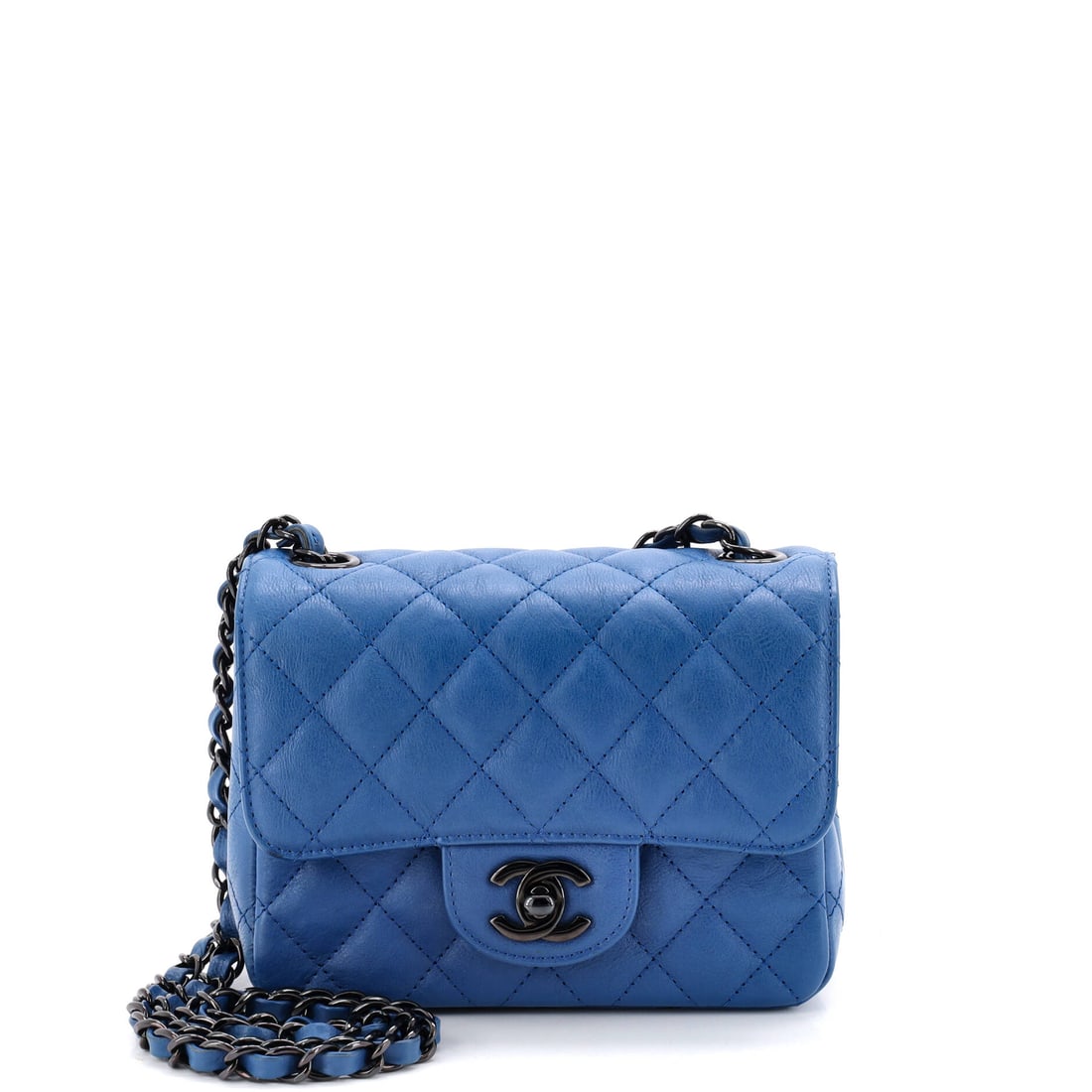Chanel Square Classic Single Flap Bag Quilted Crumpled Calfskin: Squared rather than rectangular, this Classic Single Flap arrives in quilted crumpled calfskin, creased on purpose so the surface never looks flat. Depth is preserved despite the smaller footprint, so