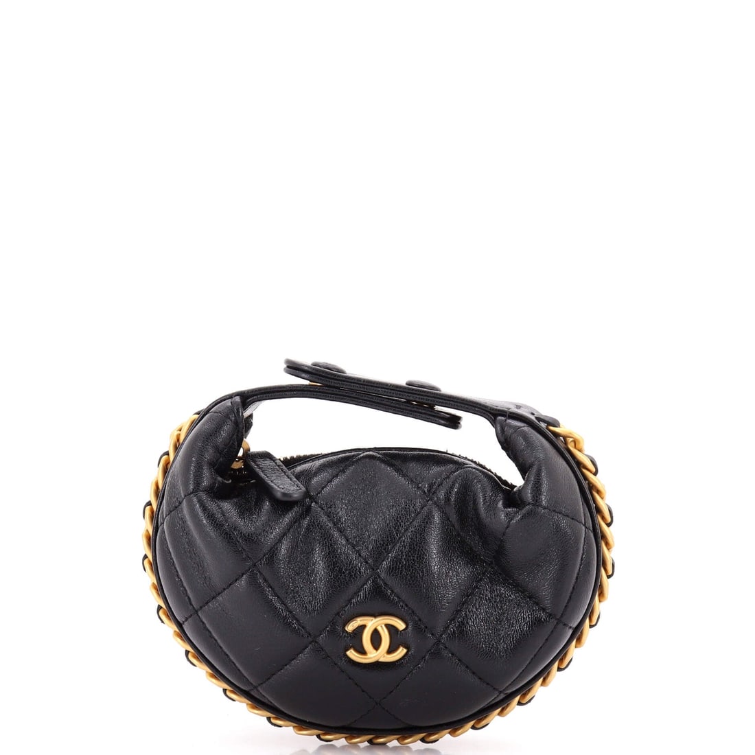 Chanel Chain Around Hobo Pouch Quilted Lambskin: A soft zip pouch on a doubled chain, made in quilted lambskin, the plusher of the house's two standard leathers. The chain doubles, so it works either short at the shoulder or long across the body. Th