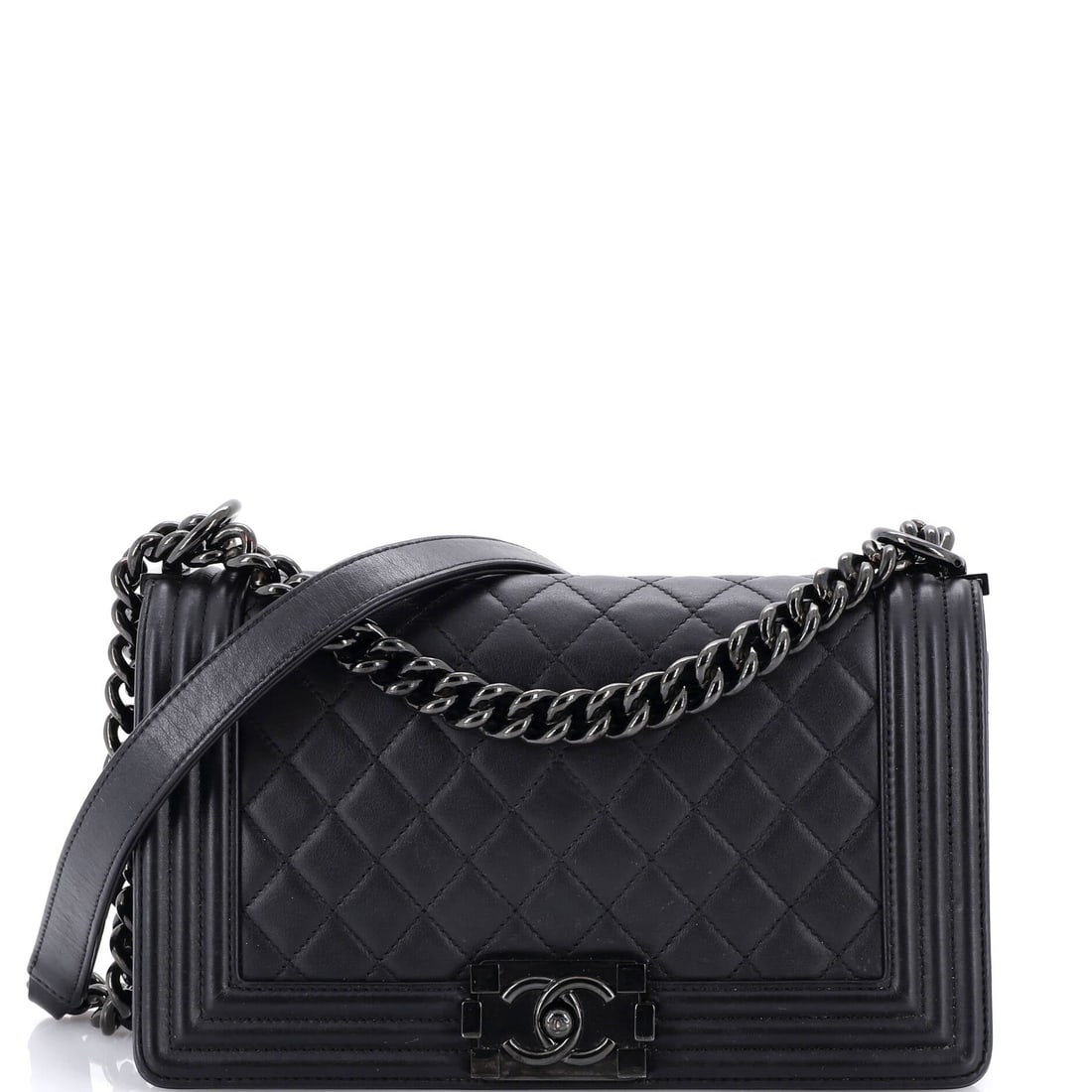 Chanel So Black Boy Flap Bag Quilted Lambskin (1 of 8)