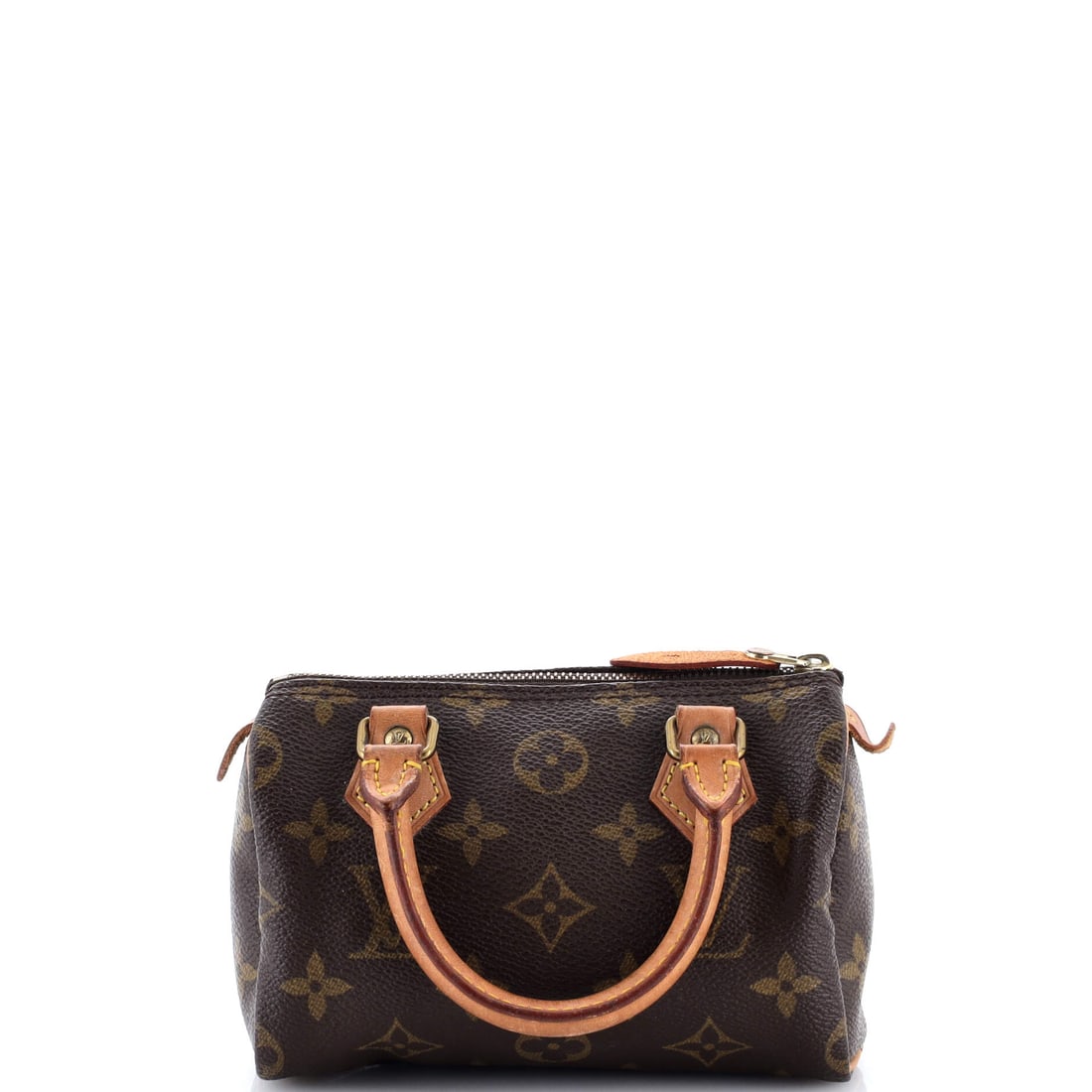 Louis Vuitton Speedy Mini HL Handbag Monogram Canvas: At 6 in wide, 4 in high and 3 in deep, the Speedy Mini HL reduces a full-size shape to something closer to a case than a bag. The 3 in handle drop barely clears the knuckles, while a 24 in strap drop 