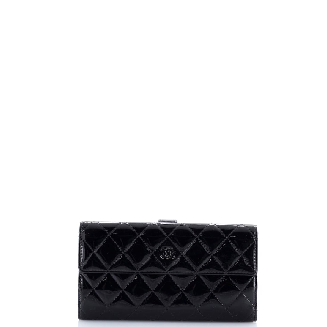 Chanel CC Brilliant Flap Wallet Quilted Patent: Designed to double as a clutch, the CC Brilliant holds notes flat behind its flap instead of folding them into thirds. Patent quilting gives a hard, reflective face that resists slumping inside a larg