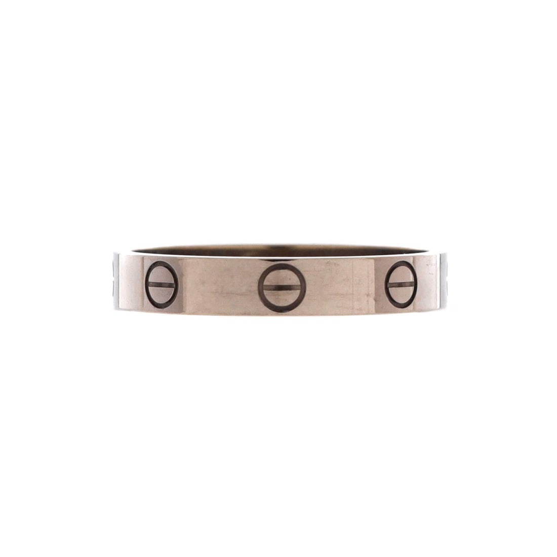 Cartier Love Wedding Band Ring 18K White Gold: Buyers who follow this line know the wedding band is the Love that actually gets worn daily, free of the bracelet's screwdriver ritual. 18K white gold at band width 3.50 mm sits low against the finger