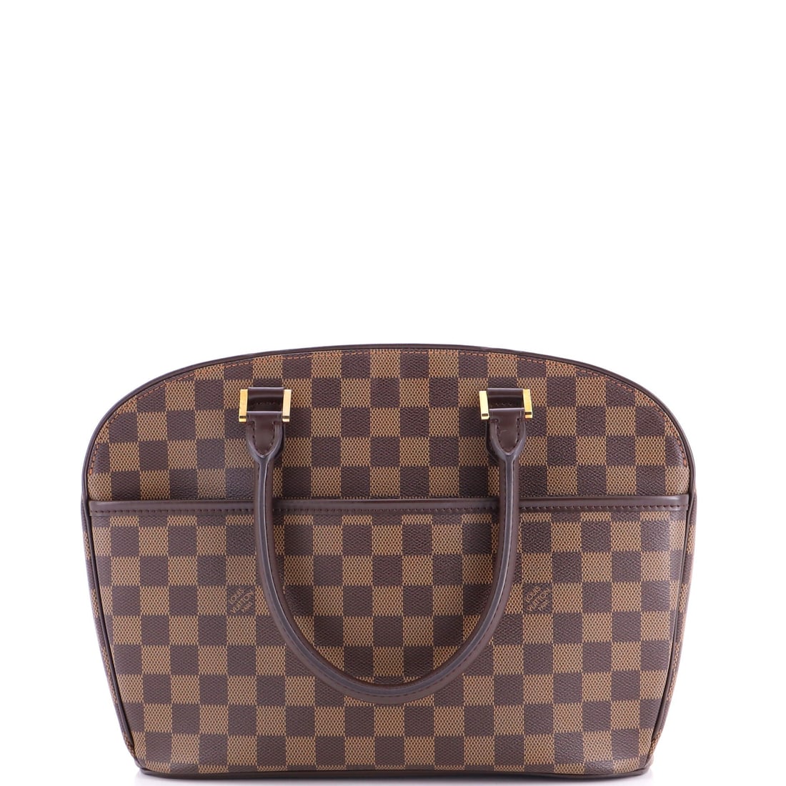 Louis Vuitton Sarria Handbag Damier: A structured Damier top-handle whose sides hold their shape with no help from what goes inside. The zip runs the full width of the opening, so a hand reaches the base with no digging. At 11.5 in wide 