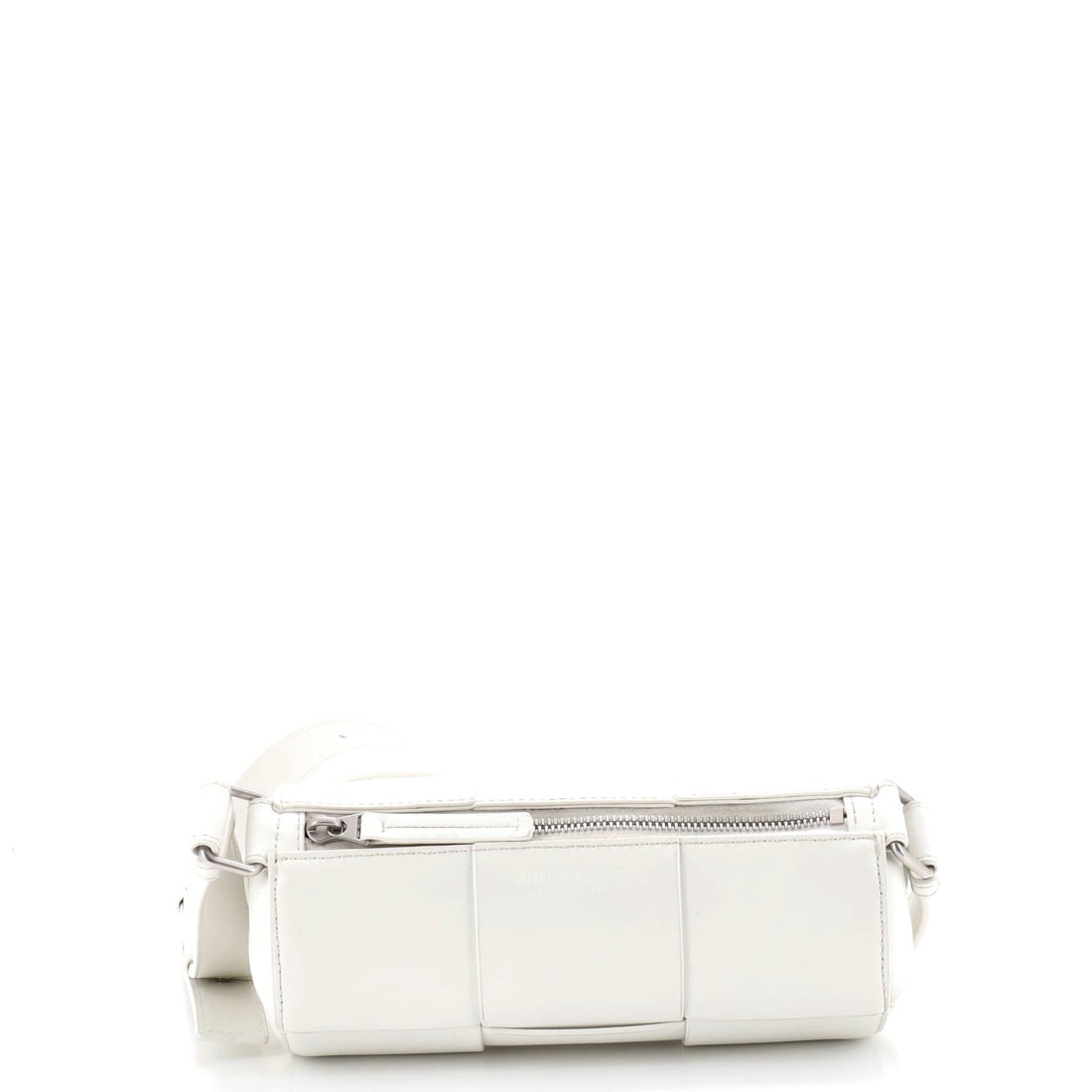 Bottega Veneta Canette Crossbody Bag Maxi Intrecciato Leather: Canette is Bottega's cylindrical crossbody, and the construction that sets it apart is the way maxi Intrecciato wraps a curved body with no flat panel anywhere on it. Compact at 9 in wide by 6 in high