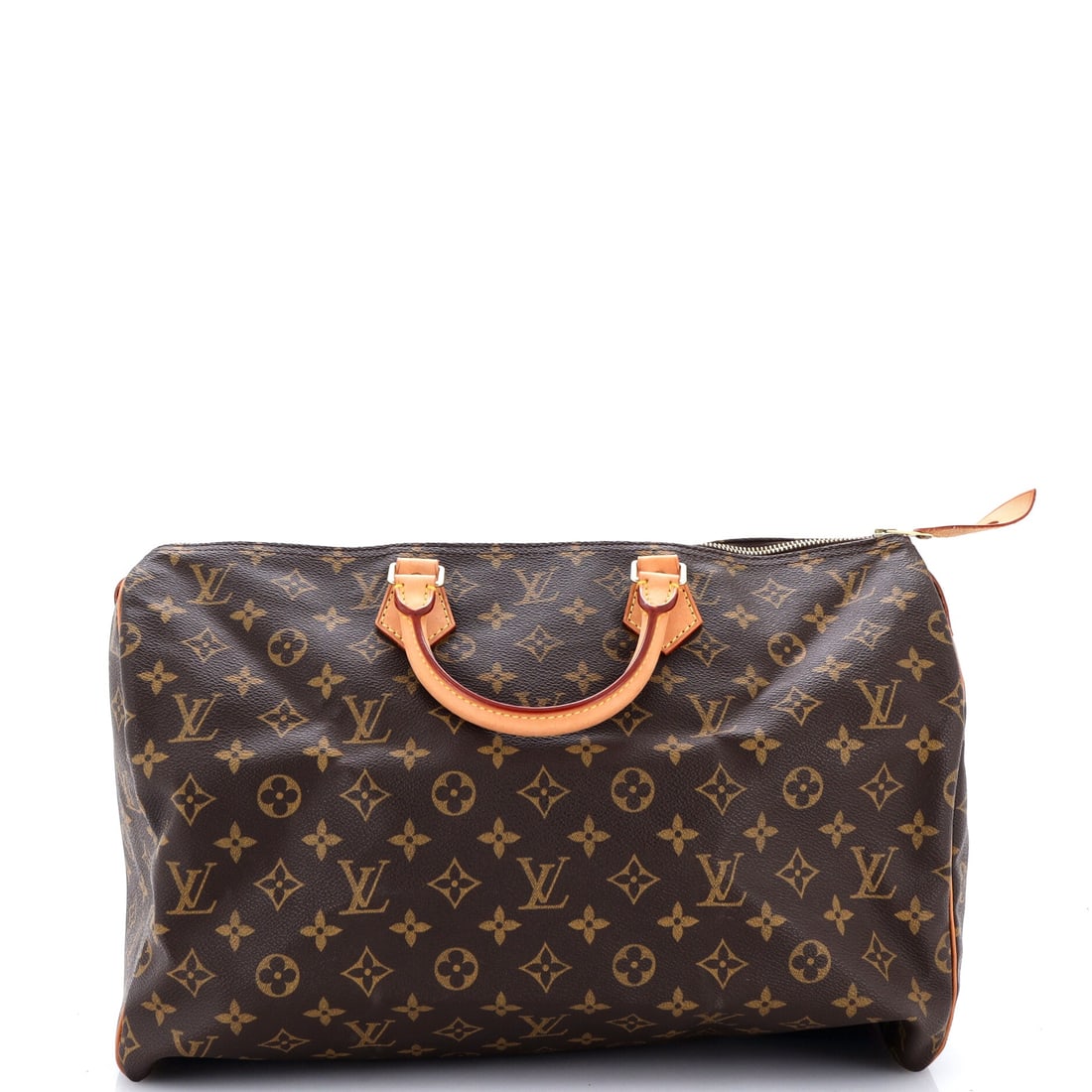 Louis Vuitton Speedy Handbag Monogram Canvas: Short handles are no oversight on the Speedy, they are the design brief, and 3 in of drop means hand or forearm carry and nothing else. At 16 in wide x 10 in high x 7 in deep the load it accepts is